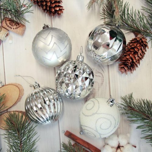 Новогодние шары Серебряное ассорти (набор 50 шт.)            2123041