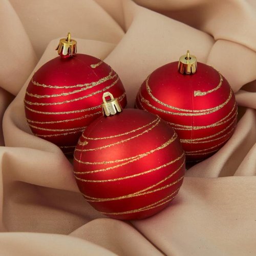 Набор шаров пластик d-7 см 2 шт Космос полоса красный        3276723