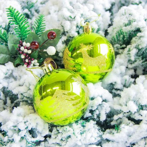 Новогодние шары Гордый олень (набор 2 шт.), зелёные           2178201