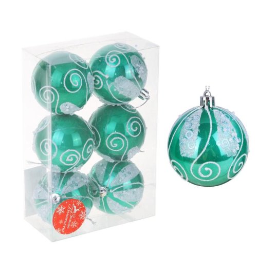 Новогодние шары Изумрудик (набор 6 шт.), завитки           2131459