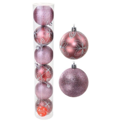 Набор шаров пластик d-7 см 6 шт Индиго цветок         2131359