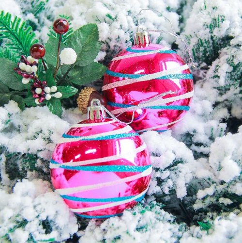 Новогодние шары Орион (набор 6 шт.), малиновые           2178199