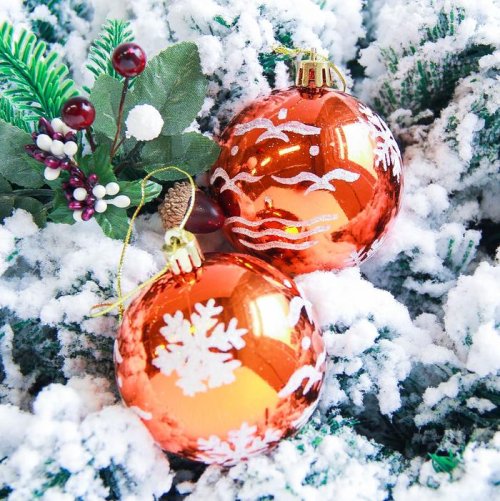 Новогодние шары Снегопад (набор 2 шт.), оранжевые           2178202