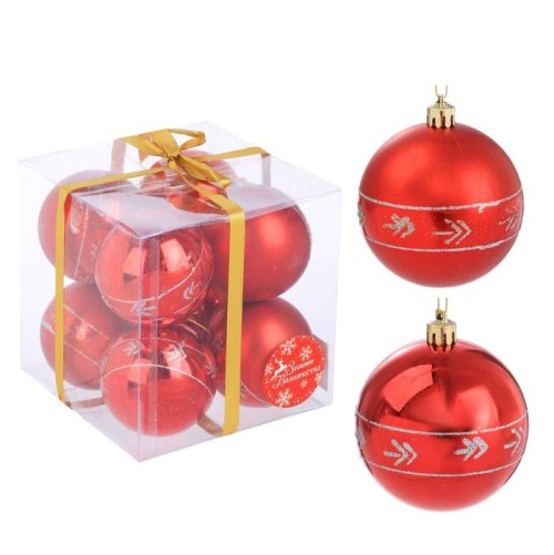 Новогодние шары Галочки (набор 8 шт.), красные           2122992