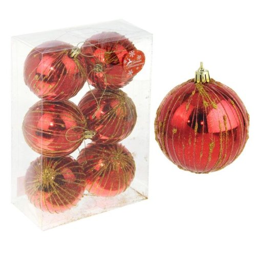 Новогодние шары Золотая обвязка (набор 6 шт.), красные           1346565