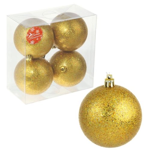 Новогодние шары Ледяной блеск золото (набор 4 шт.)           1346577