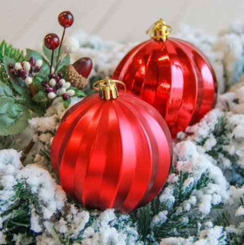 Новогодние шары Пралине (набор 6 шт.), красные           2122907