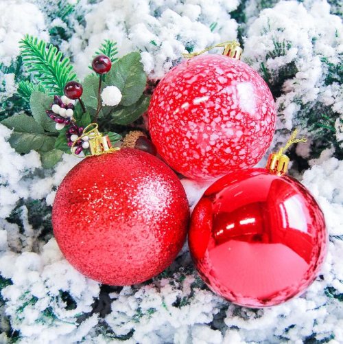 Новогодние шары Фрэско (набор 12 шт.), красные           2178246