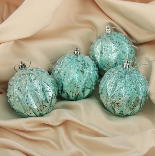 Набор шаров пластик d-8 см 4 шт Диона голубой         3259852