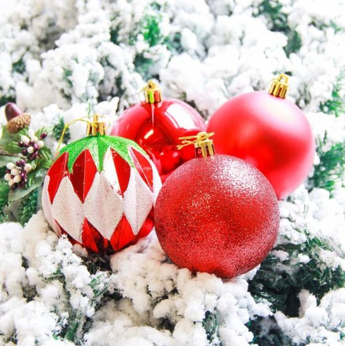 Новогодние шары Амадеус (набор 6 шт.), красные           2178287