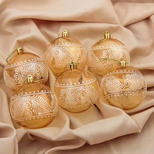 Набор шаров пластик d-8 см 6 шт Волшебное перо желтый         3259776