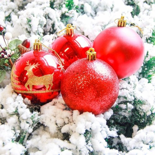 Новогодние шары Ёлочки (набор 6 шт.), красные           2178280