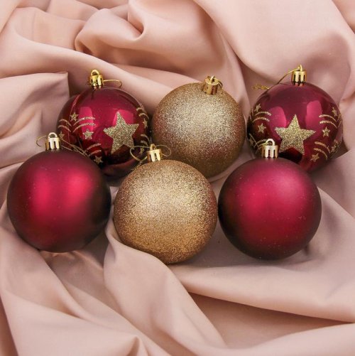 Набор шаров пластик d-8 см 6 шт Звездная мелодия микс         3259754