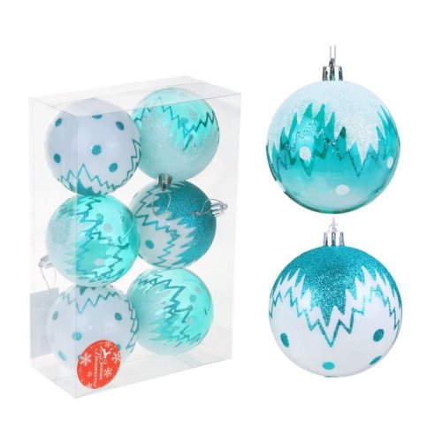 Новогодние шары Изумрудик (набор 6 шт.), снежный рисунок          2131461