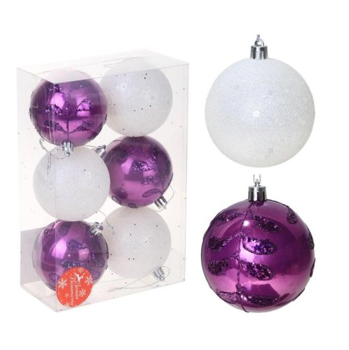 Набор шаров пластик d-8 см 6 шт Индиго веточка         2131356