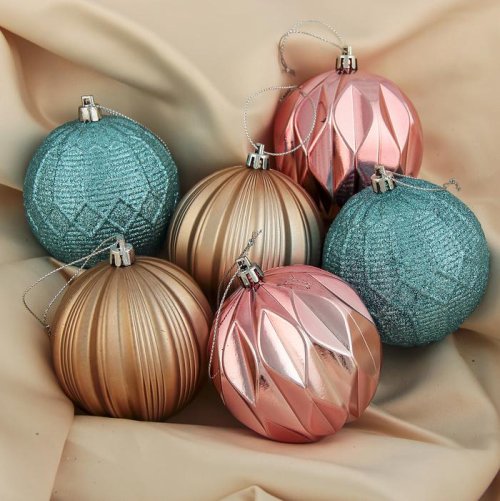 Набор шаров пластик d-8 см 6 шт Лютия микс         3259863