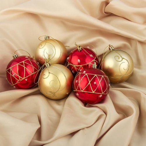 Набор шаров пластик d-8 см 6 шт Лютия сеточка         3259865