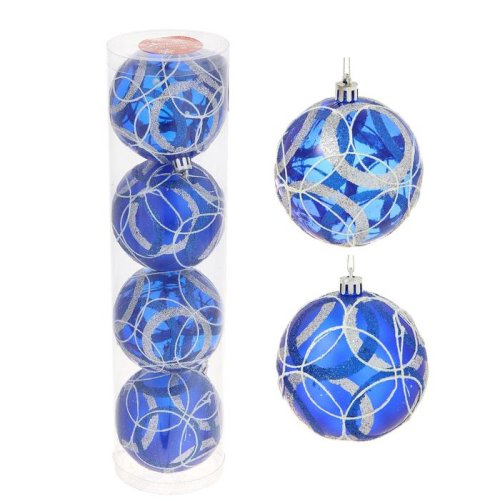 Новогодние шары прозрачные Синие круги (набор 4 шт.)           1009512