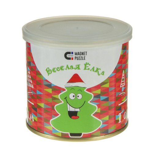 Магнитный пазл в консервной банке "Веселая елка"  3853688с