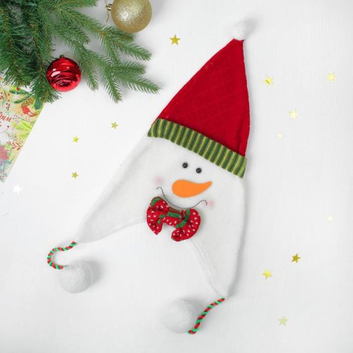 Канавальная шапка "Снеговик", цвет бело-красный    3467102