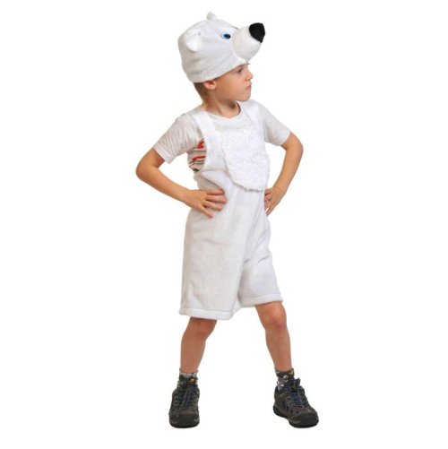 Карнавальный костюм "Мишка полярный", плюш, полукомбинезон, маска, рост 92-122 см 2512727