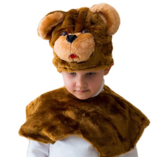 Карнавальный костюм "Мишка", мех, шапка, накидка на липучке     3639507