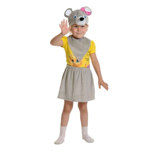 Карнавальный костюм "Мышка" плюш-ЛАЙТ, юбка, маска, манишка, рост 92-116 см   2512743 2512743