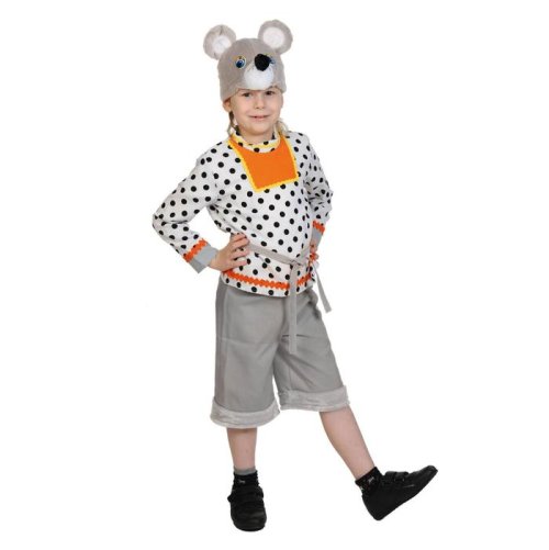 Карнавальный костюм "Мышонок Шуршонок", маска, рубаха, пояс, шорты, рост 98-128 см    2512705