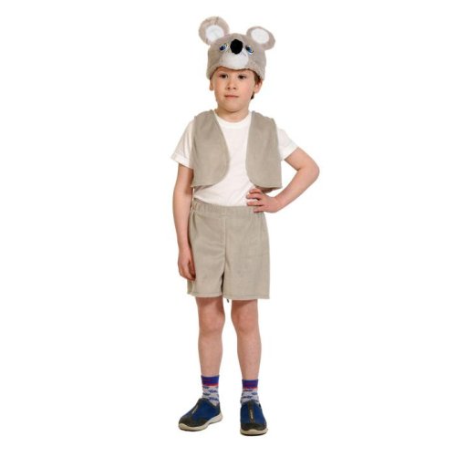 Карнавальный костюм "Мышонок" плюш-ЛАЙТ, жилет, шорты, маска, рост 92-116 см    2512744