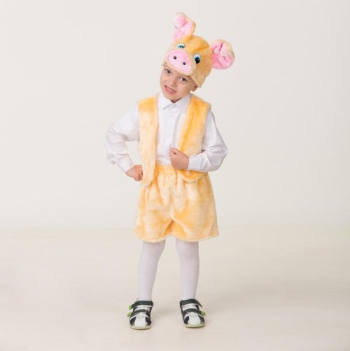 Карнавальный костюм "Поросёнок Зяма", мех, маска, жилет, шорты, р.28    3933916