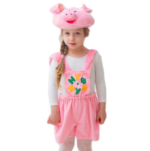 Карнавальный костюм "Поросенок", мех, шапка, комбинезон, рост 104-116 см    3639513