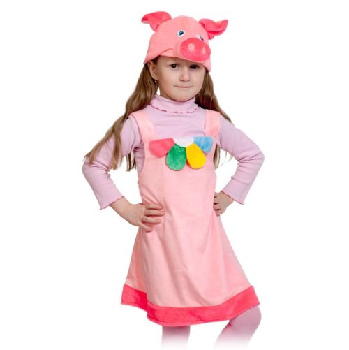 Карнавальный костюм "Поросюшка" плюш, сарафан, маска, рост 92-122 см    3480867