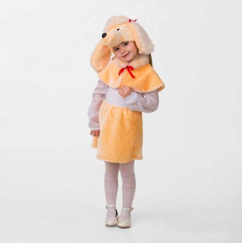 Карнавальный костюм "Пудель Ника", мех, маска, пелерина, юбка, р-р 28, рост 110 см 2186087