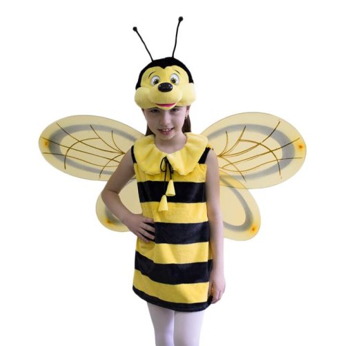 Карнавальный костюм "Пчелка", 2 предмета: платье, маска-шапочка. Рост 122-128 см 624788