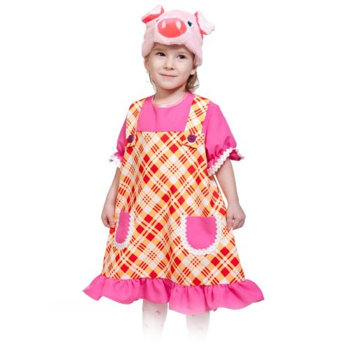 Карнавальный костюм "Свинка Пинки", маска, сарафан, рост 98-128 см    3480868