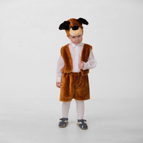 Карнавальный костюм "Собачка Тузик", мех, маска, жилет, шорты, размер 28, рост 110 см 2186274