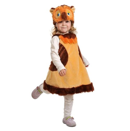 Карнавальный костюм "Сова", плюш, сарафан, маска, рост 92- 122 см    2512733