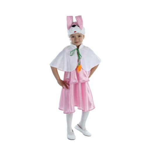 Карнавальный костюм "Зайка", сарафан 2-ярусный с меховой пелериной, шапка, р-р 60, рост 110-116 см 1537833