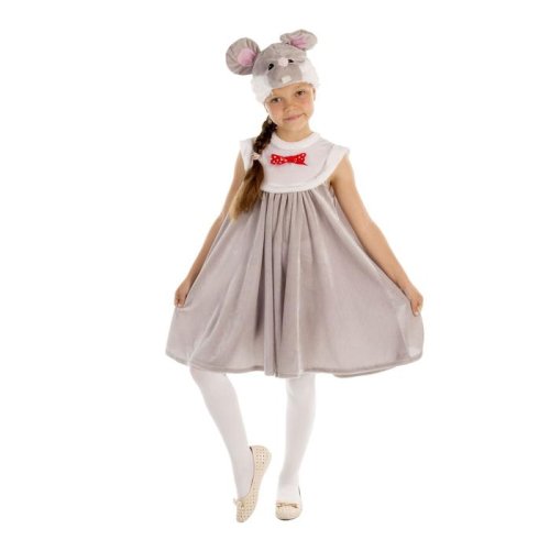 Карнавальный костюм "Мышка", сарафан из плюша, шапка, р-р 56, рост 98-104 см 1537847