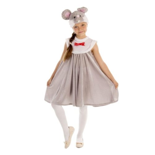 Карнавальный костюм "Мышка", сарафан из плюша, шапка, р-р 60, рост 110-116 см 1537848
