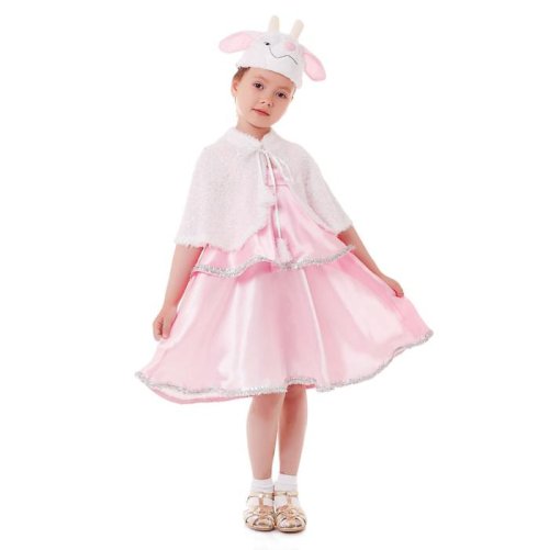 Карнавальный костюм "Овечка", сарафан 2-ярусный с меховой пелериной, р-р 56, рост 98-104 см 1422594