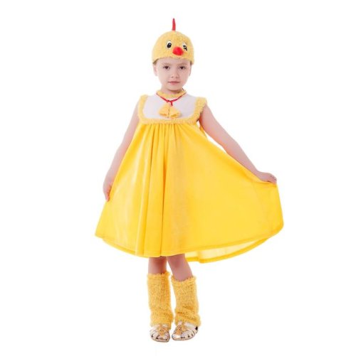 Карнавальный костюм "Цыплёнок", сарафан из плюша, шапка, р-р 64, рост 122-128 см 1461387