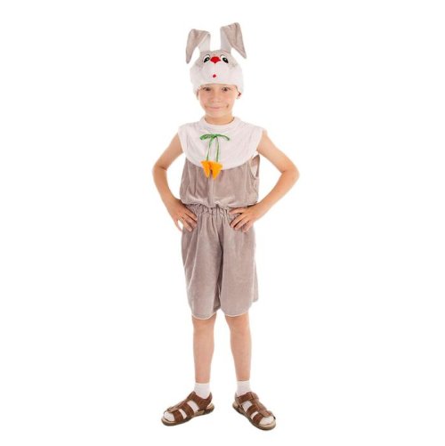 Карнавальный костюм "Заяц", комбинезон из плюша, шапка, р-р 64, рост 122-128 см 1537846