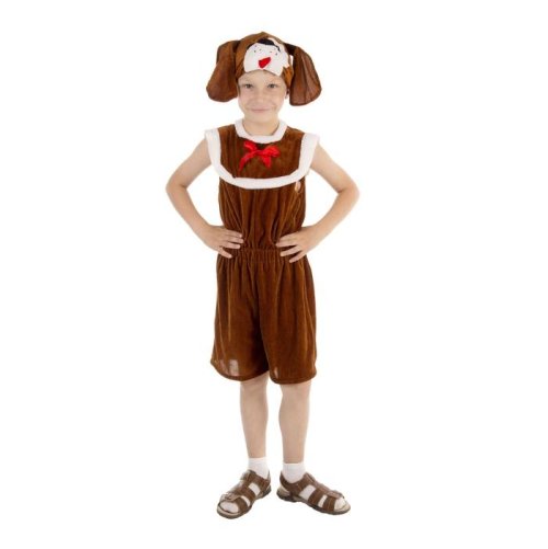 Карнавальный костюм "Собака", комбинезон из плюша, шапка, р-р 60, рост 110-116 см 1537815