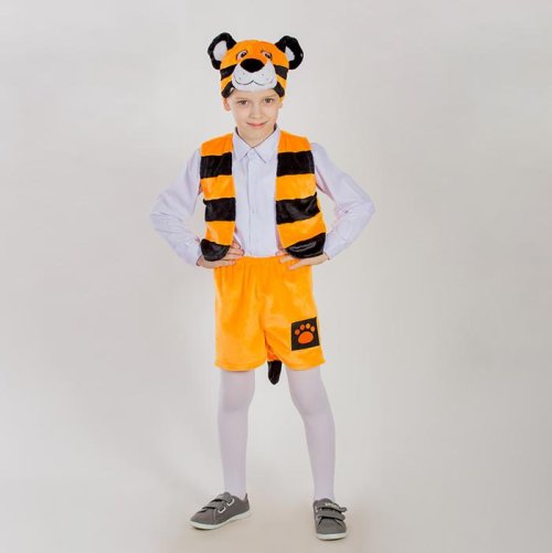 Карнавальный костюм "Тигренок", 3 предмета: маска-шапочка, жилетка, шорты. Рост 122-128 см 657313