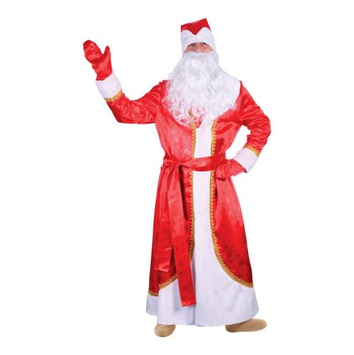 Карнавальный костюм "Дед Мороз искристый", атлас, шуба, шапка, варежки, борода, мешок, р-р 52-54 2483126