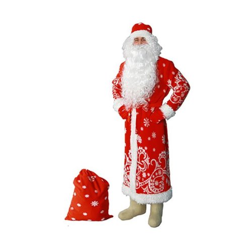 Карнавальный костюм "Дед Мороз", шуба, шапка, варежки, пояс, мешок, р-р 52-54, рост 182 см 1769691