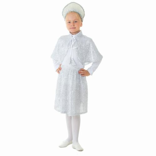 Карнавальный костюм "Снежинка", кокошник, пелерина, юбка, р-р 64, рост 128 см 1704644