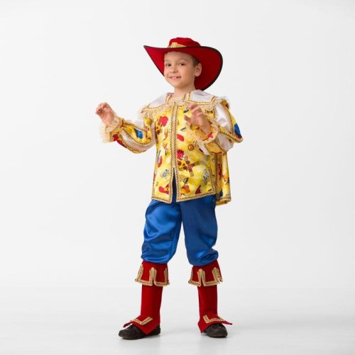 Карнавальный костюм "Кот в сапогах", сатин, р-р 32, рост 122 см 2186166