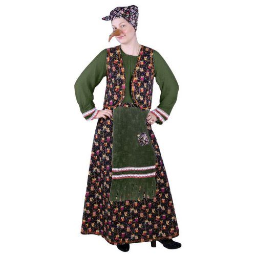 Карнавальный костюм "Баба-яга", косынка, блузка зелёная, жилет, юбка, нос, р-р 48-50, рост 164 см 1838300